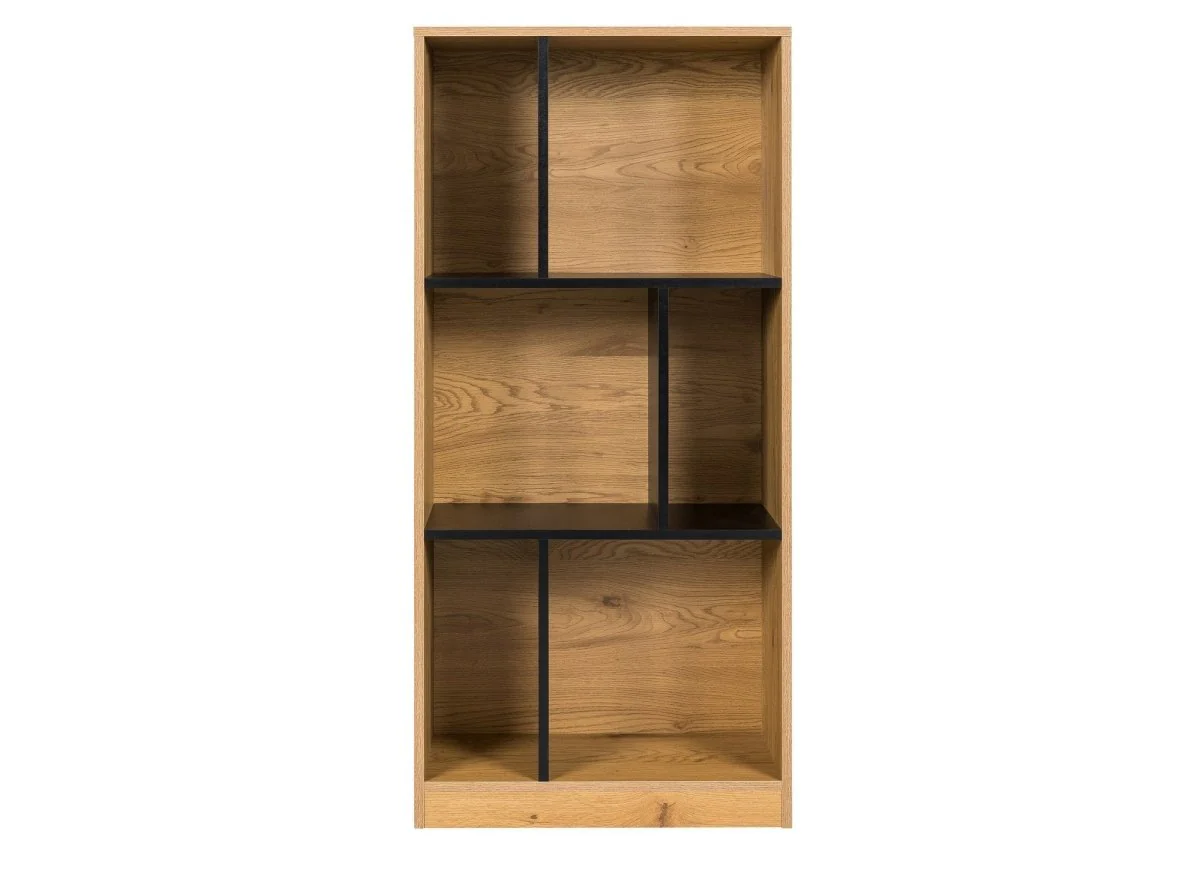 Bibliothèque design en bois noir et chêne 6 niches OFELIA - Image 3