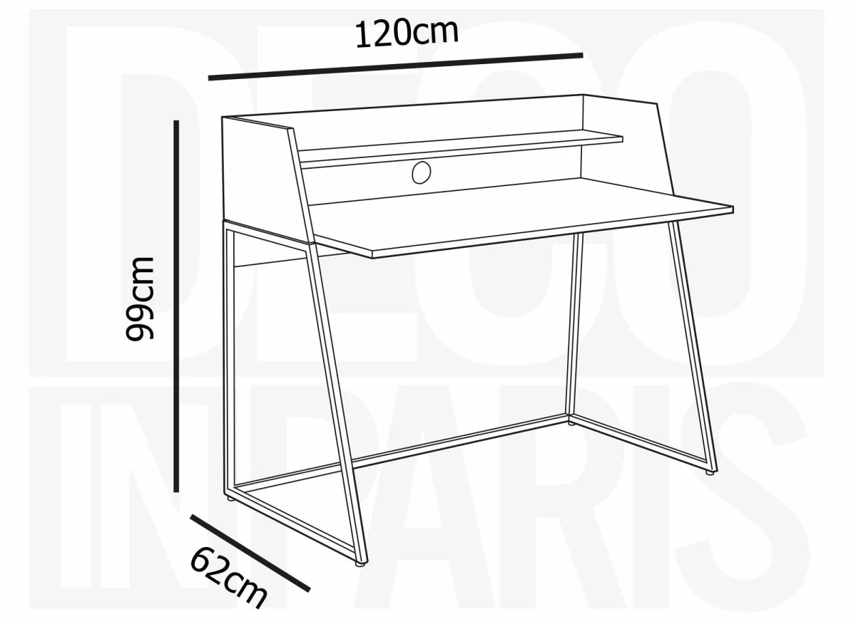 Bureau avec étagère design industriel en bois et métal LUDINE - Image 8