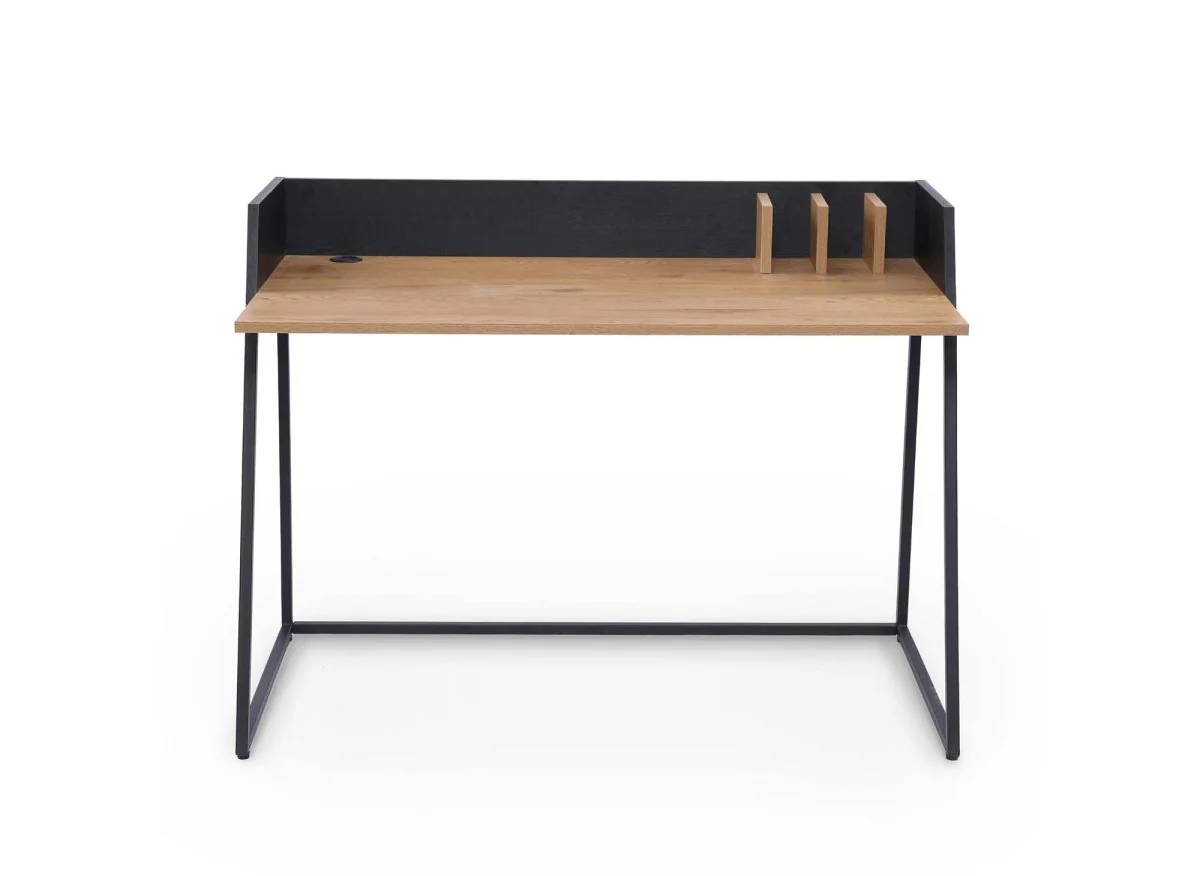 Bureau compact design industriel en bois et métal ARMELLE - Image 3