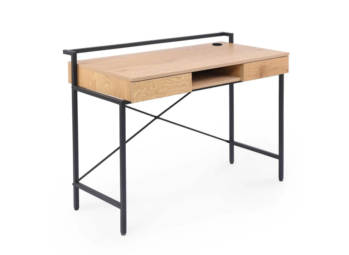 Bureau compact design industriel en bois et métal EDMOND - Image 3