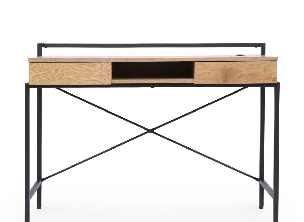 Bureau compact design industriel en bois et métal EDMOND - Image 4