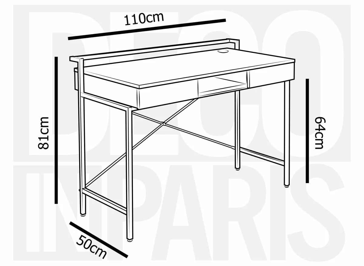 Bureau compact design industriel en bois et métal EDMOND - Image 9