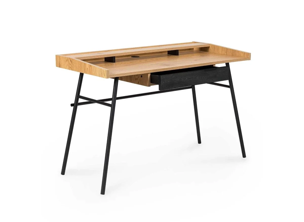 Bureau industriel 1 tiroir 1 étagère en bois et métal GASPARD - Image 3