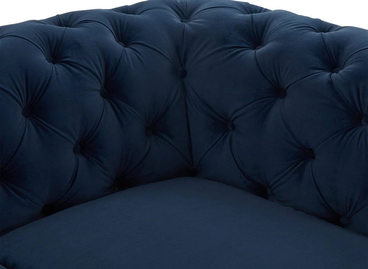 Canapé fixe 2 places capitonné chesterfield velours bleu CARMEN - Image 10