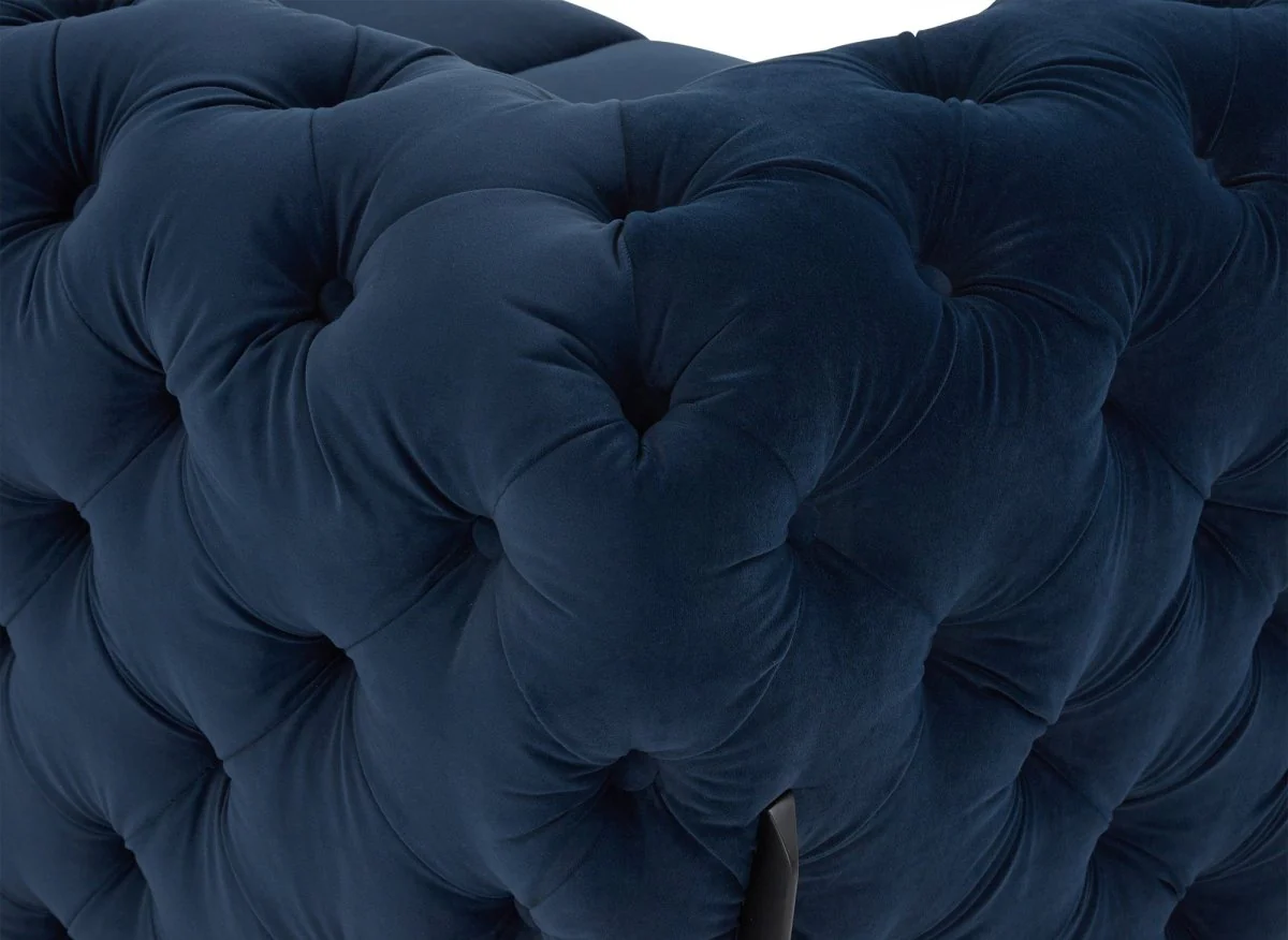 Canapé fixe 2 places capitonné chesterfield velours bleu CARMEN - Image 11