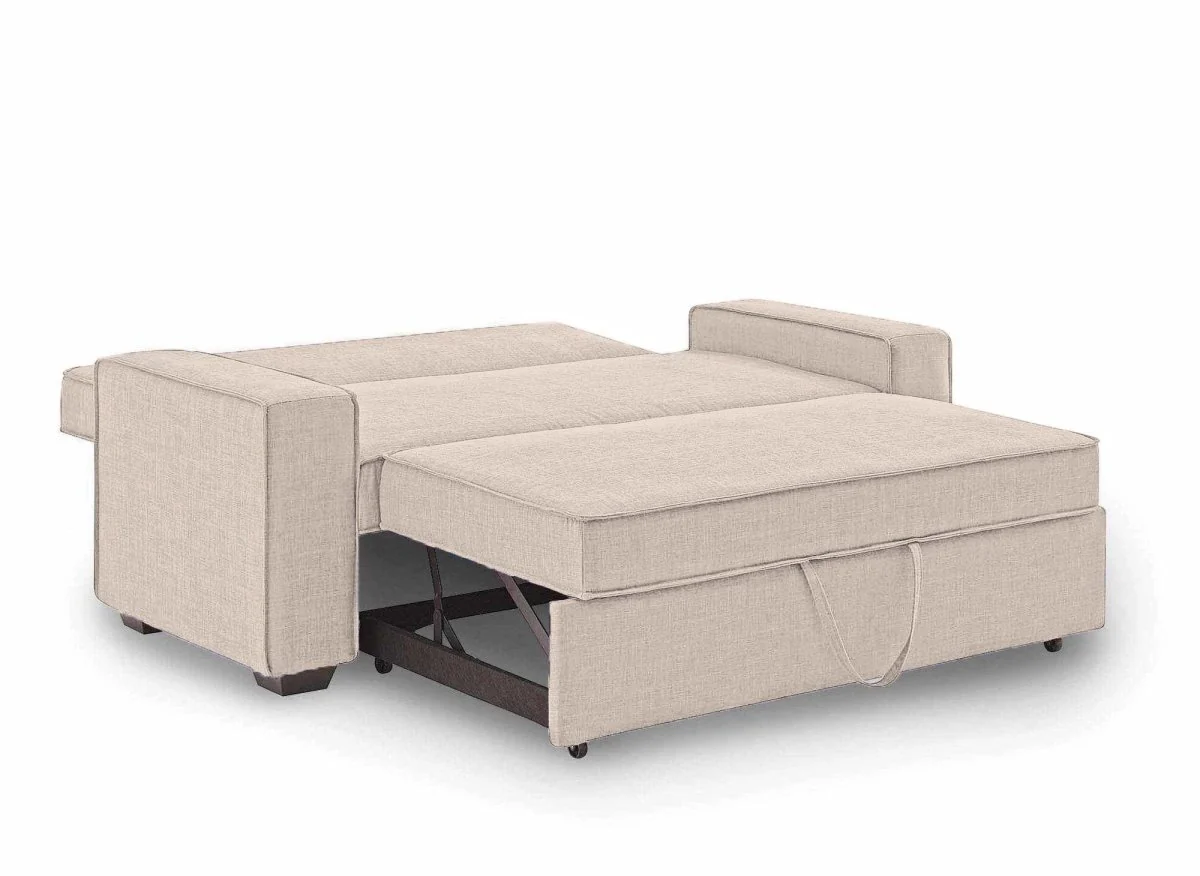Canapé convertible 3 places en tissu beige JAMES - Image 6