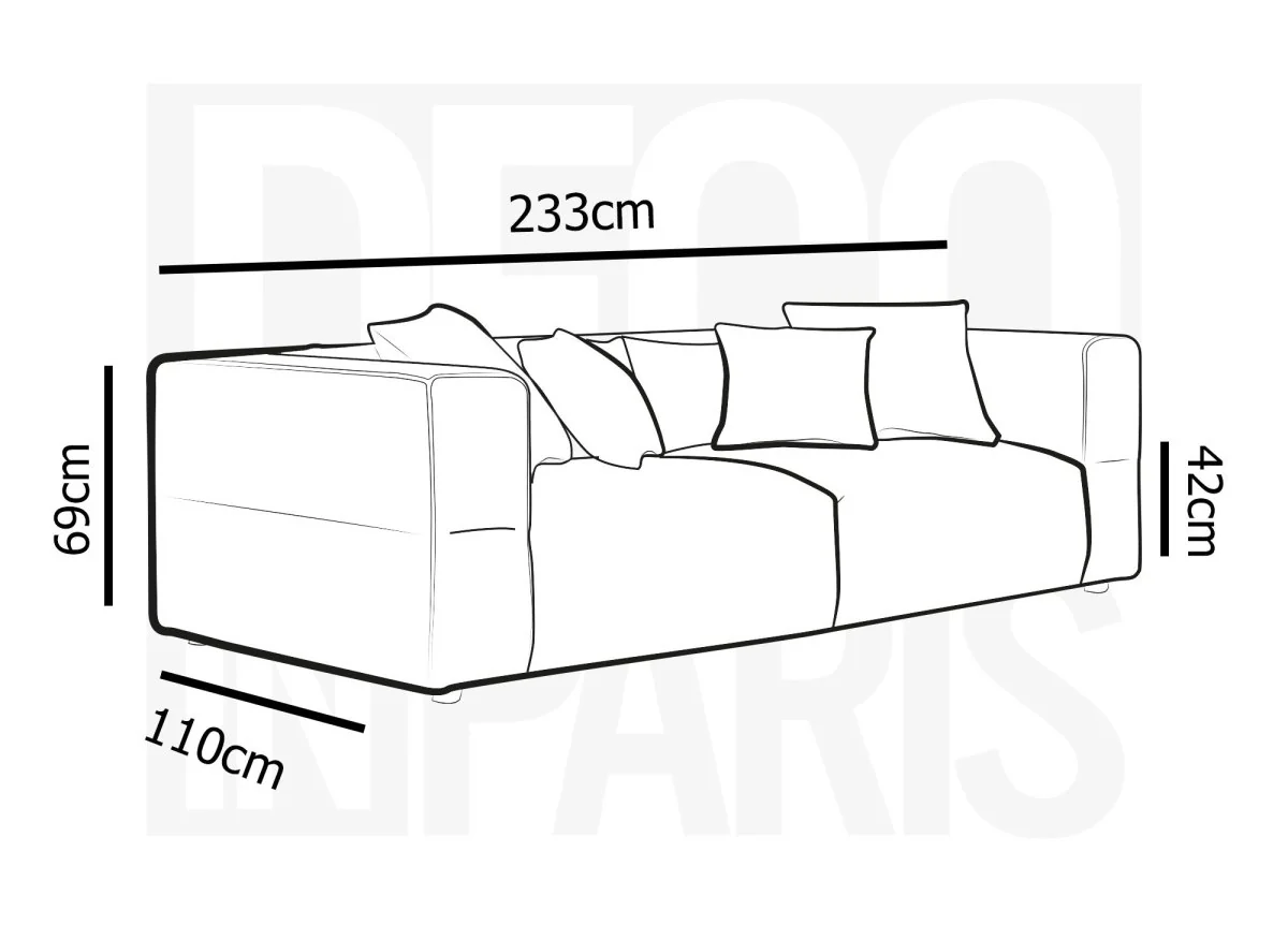Canapé fixe 3 places en tissu beige EVELYNE - Image 8