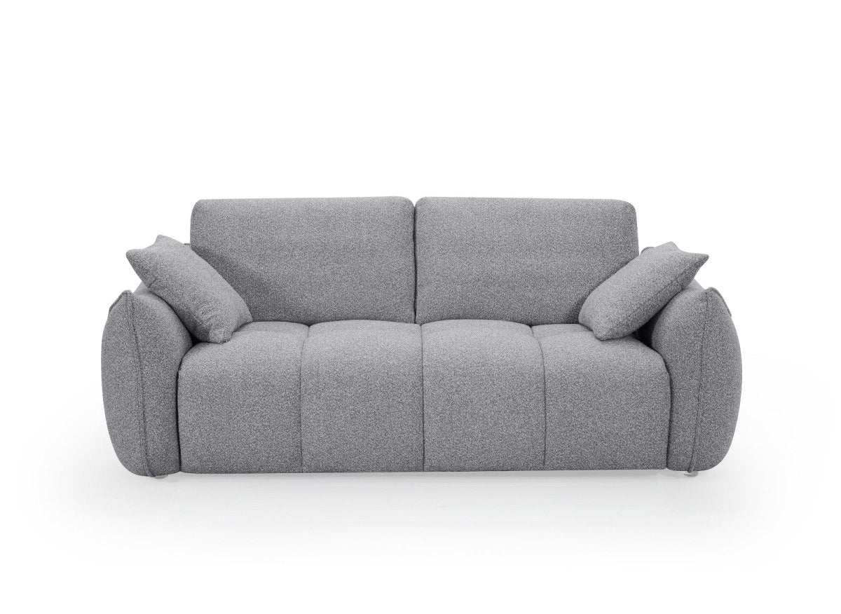 Canapé fixe 3 places en tissu bouclette gris EZRA - Image 4