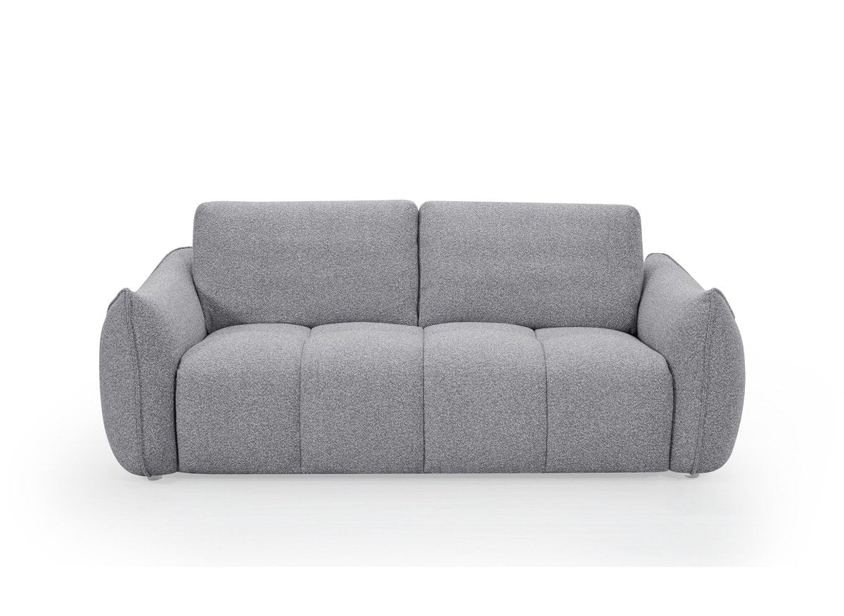 Canapé fixe 3 places en tissu bouclette gris EZRA - Image 5