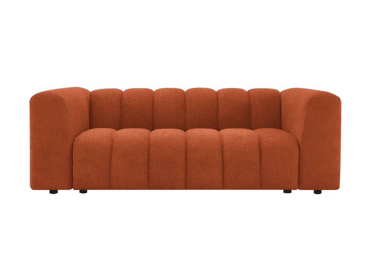 Canapé fixe 3 places en tissu bouclette terracotta AELIS - Image 4