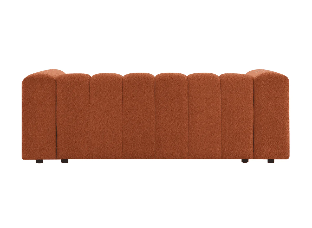 Canapé fixe 3 places en tissu bouclette terracotta AELIS - Image 6