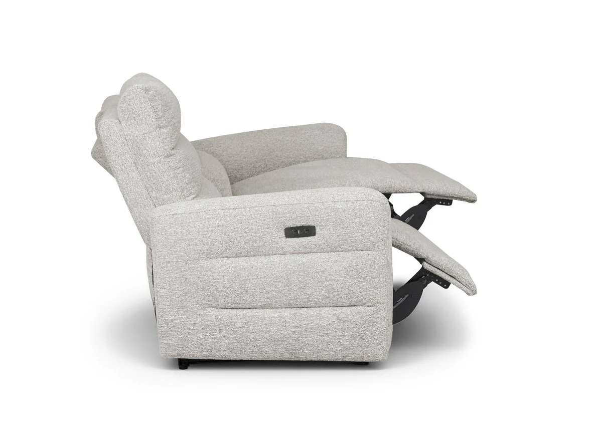Canapé 3 places relax électrique en tissu bouclette beige DAVY - Image 7
