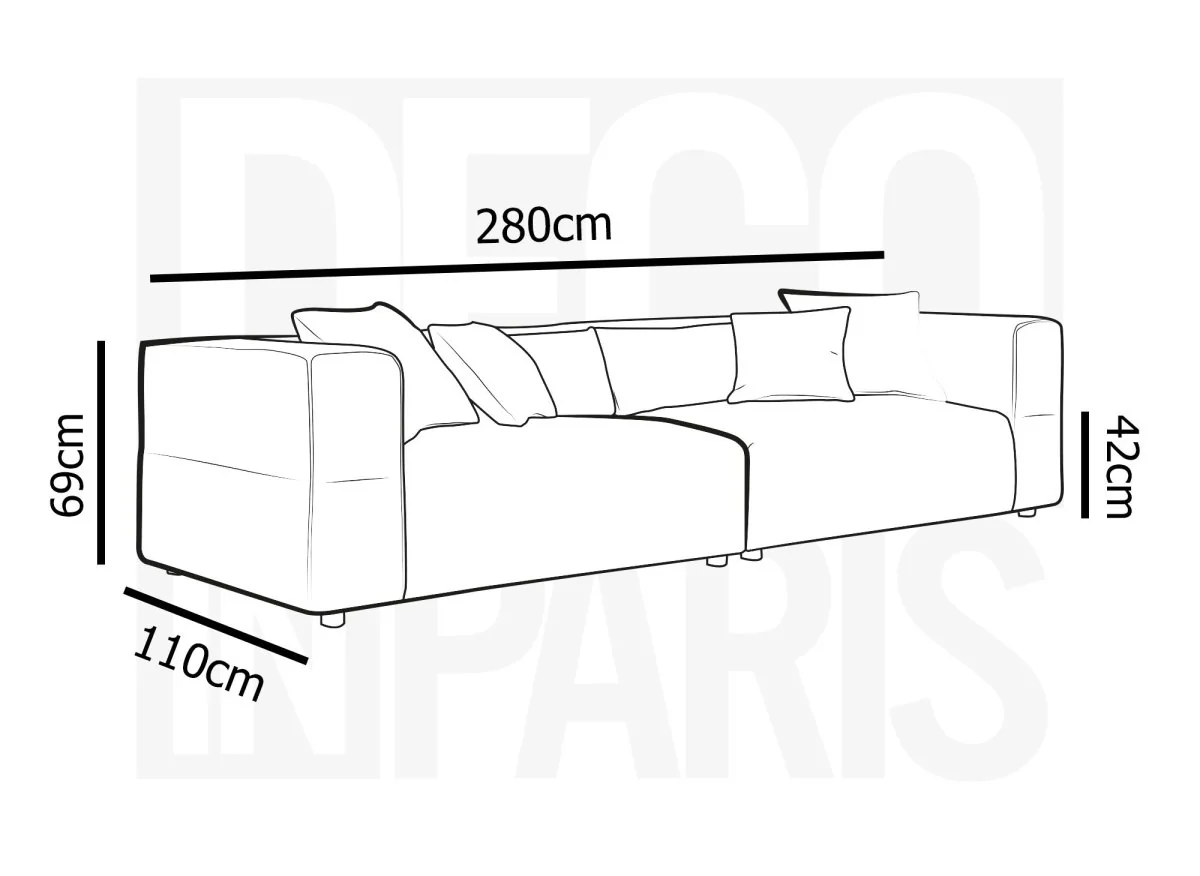 Canapé fixe 4 places effet peau de mouton beige EVELYNE - Image 7