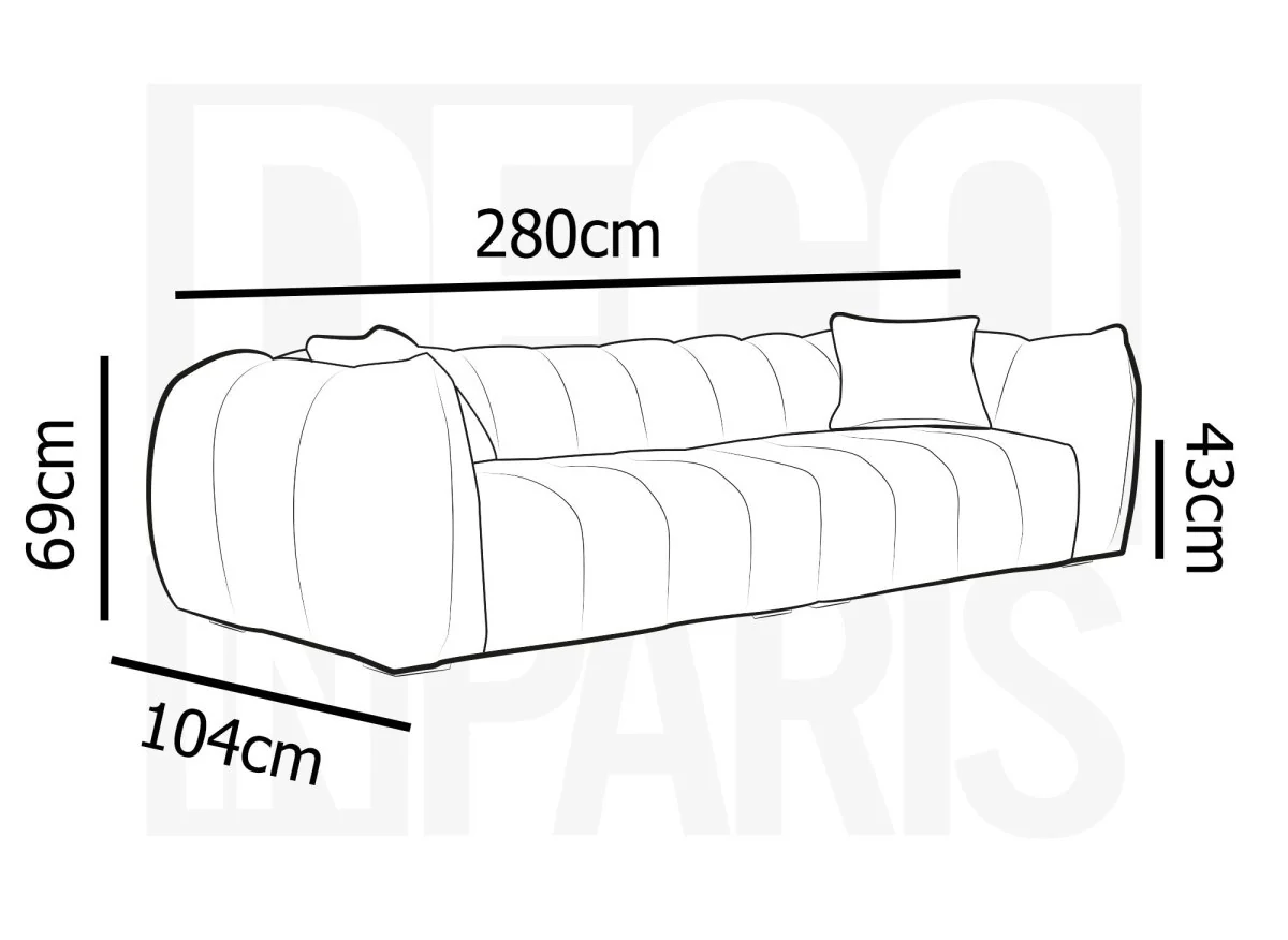Canapé fixe 4 places en tissu beige ALISSA - Image 7