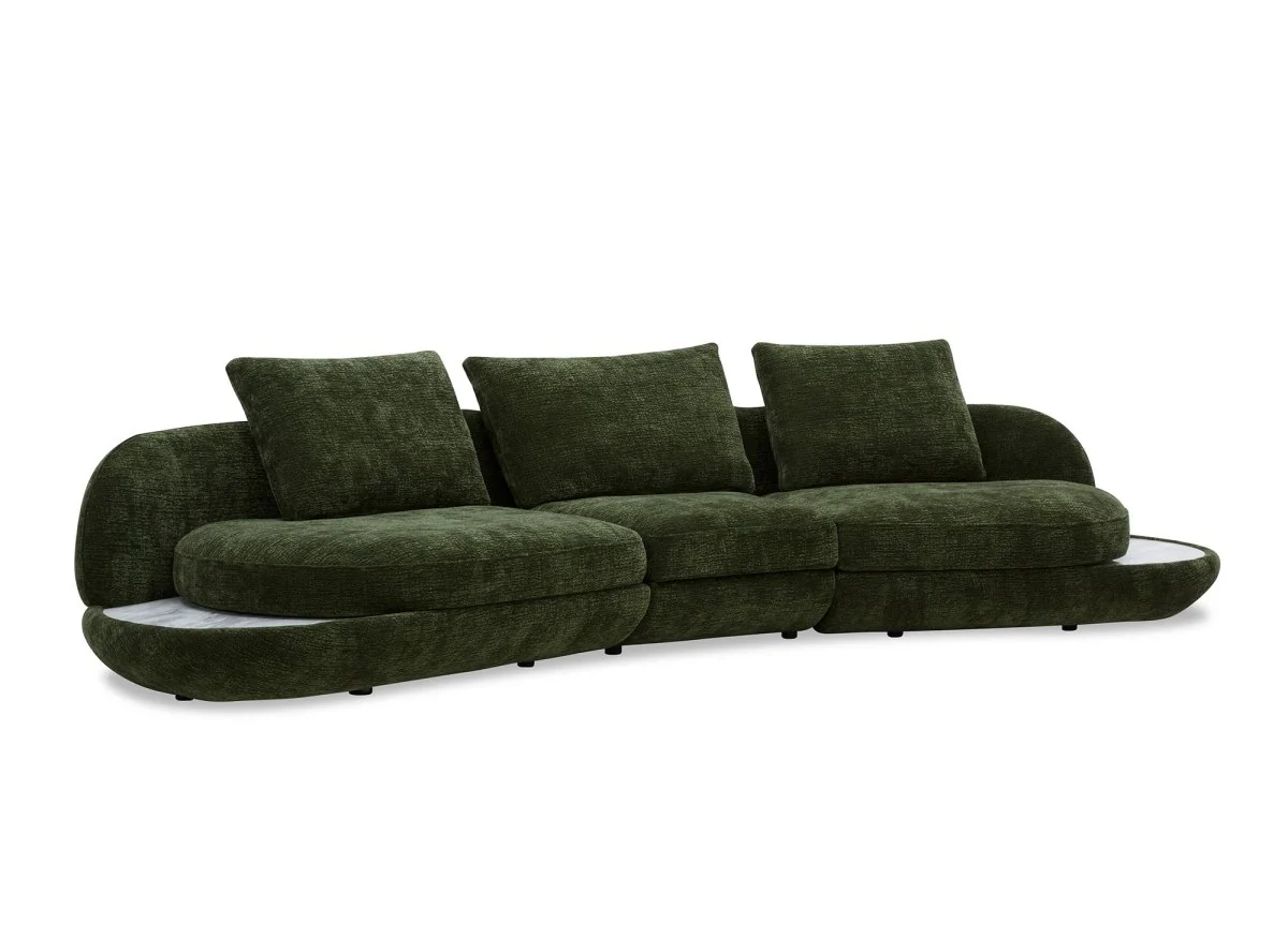 Canapé 4 places en velours tissé vert olive DARIUS - Image 2