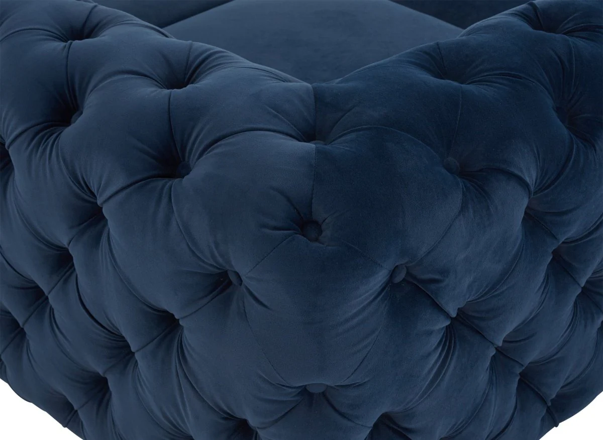 Canapé capitonné chesterfield d'angle réversible en velours bleu CARMEN - Image 8