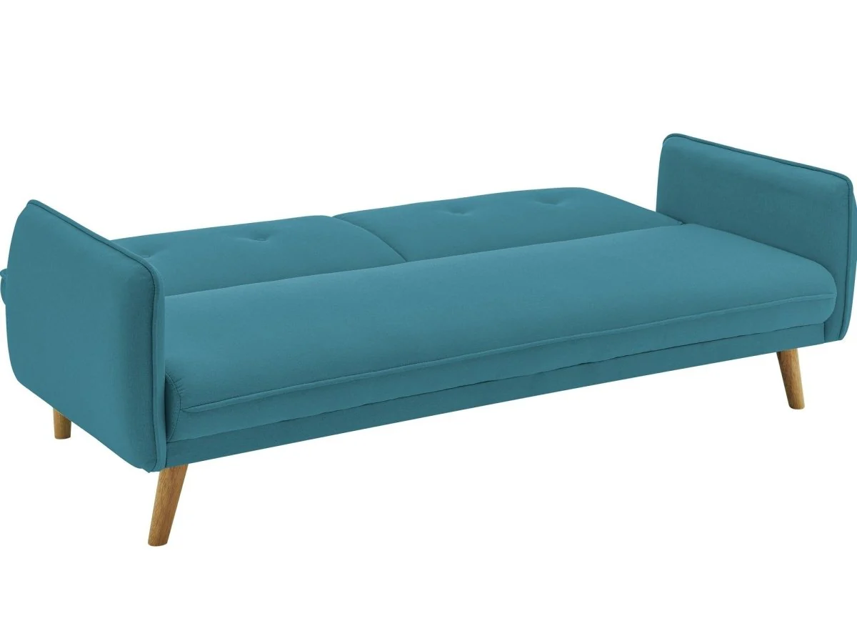 Canapé clic clac en tissu bleu avec pieds en bois NATAL - Image 4
