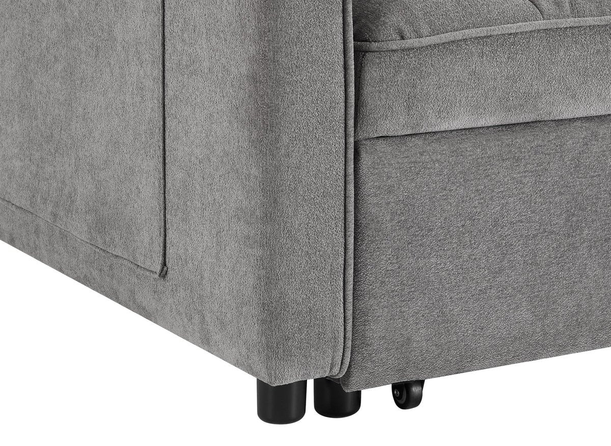 Canapé convertible 2 places en velours texturé gris JASPER - Image 11