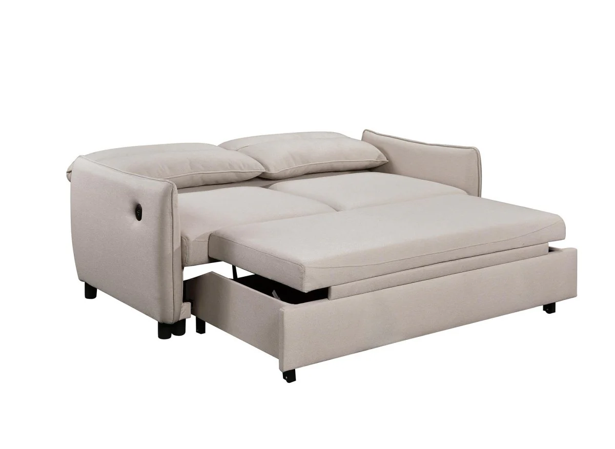 Canapé convertible 3 places en tissu beige ZADIG - Image 6