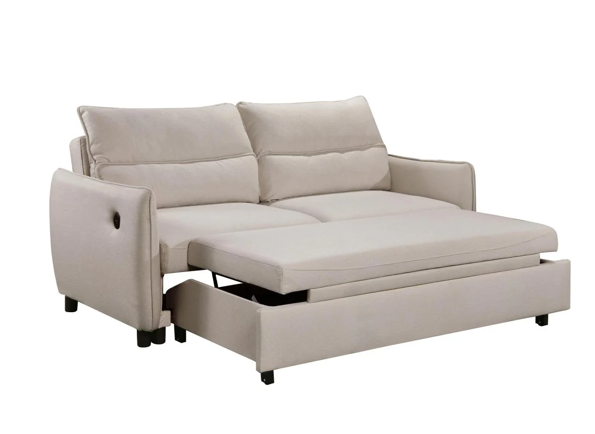 Canapé convertible 3 places en tissu beige ZADIG - Image 7