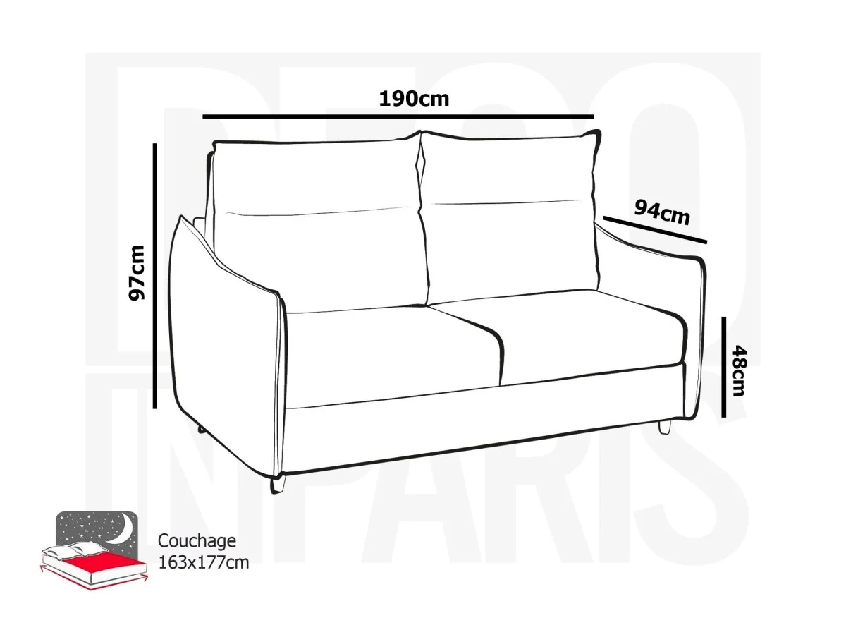 Canapé convertible 3 places en tissu beige ZADIG - Image 9