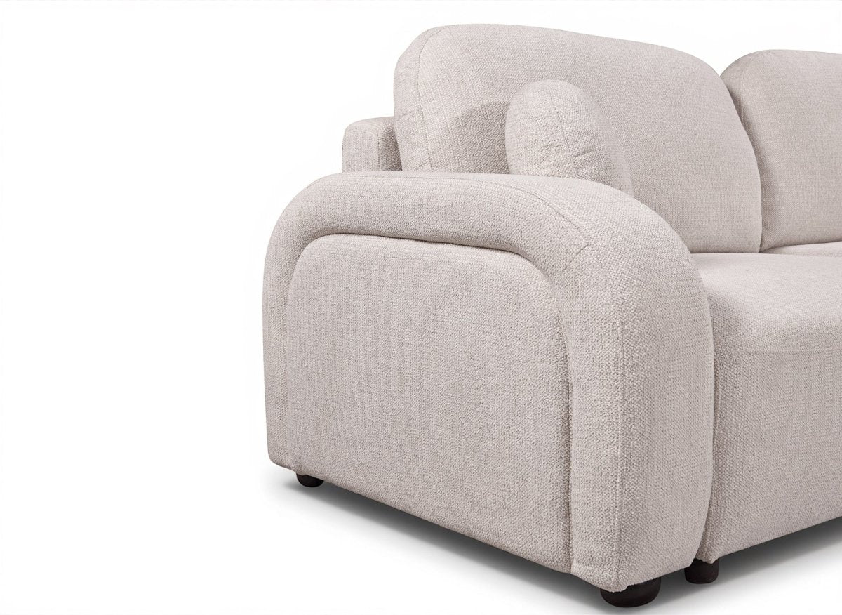 Canapé convertible 3 places en tissu texturé beige MAYORA - Image 8