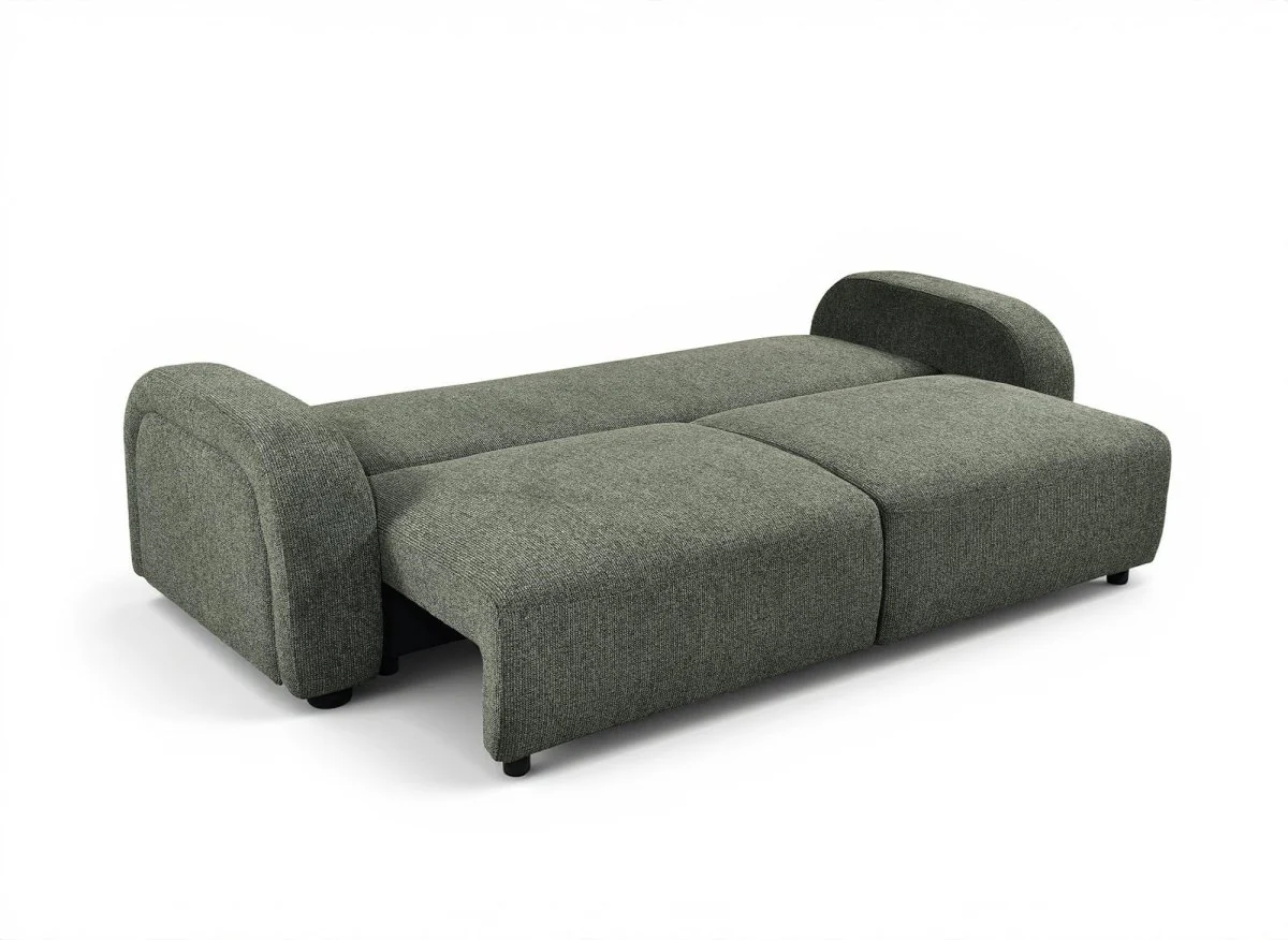 Canapé convertible 3 places en tissu texturé vert MAYORA - Image 2