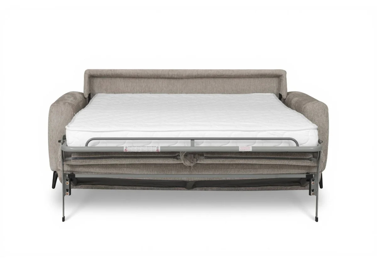 Canapé convertible express 3 places en velours chiné beige NONA - Image 5