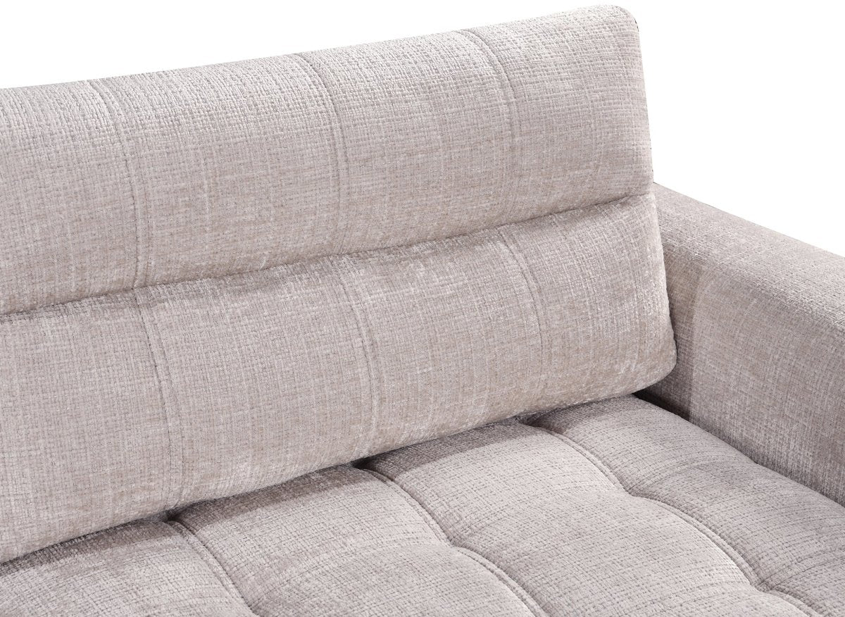 Canapé convertible avec coffre 3 places en velours chiné beige RALYA - Image 7