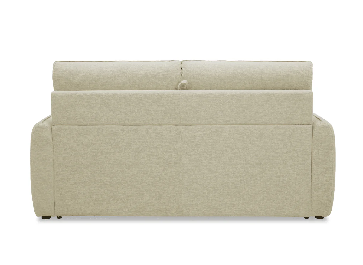 Canapé convertible express 3 places matelas 15 cm en tissu texturé beige ADILIO - Image 6