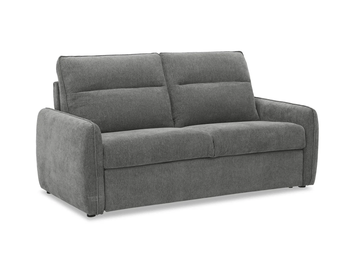 Canapé convertible express 3 places matelas 15 cm en tissu texturé gris ADILIO - Image 3