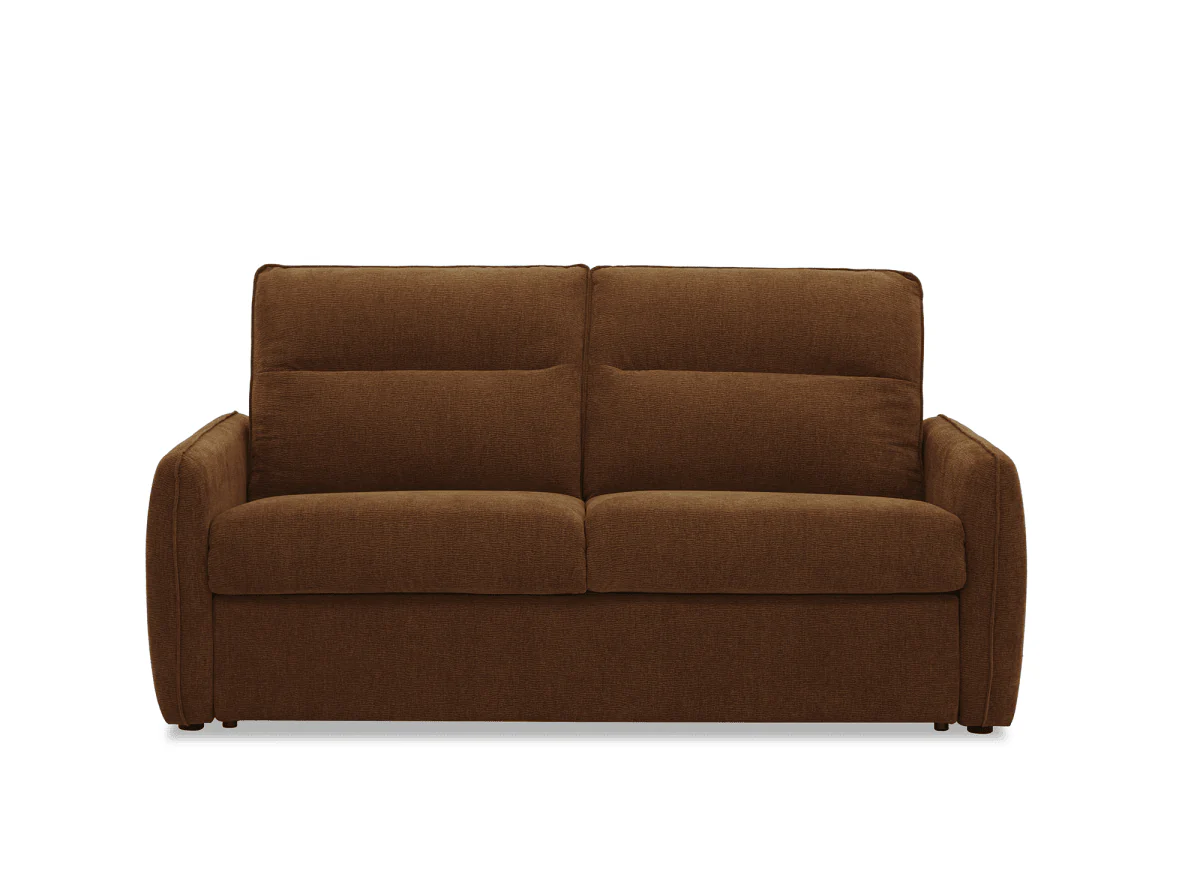 Canapé convertible express 3 places matelas 15 cm en tissu texturé terracotta ADILIO - Image 5