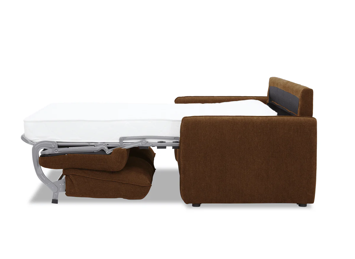 Canapé convertible express 3 places matelas 15 cm en tissu texturé terracotta ADILIO - Image 8