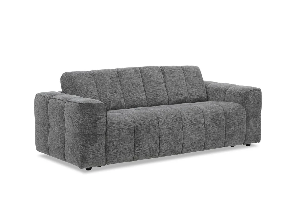 Canapé convertible express 3 places en velours texturé gris BASILE - Image 3