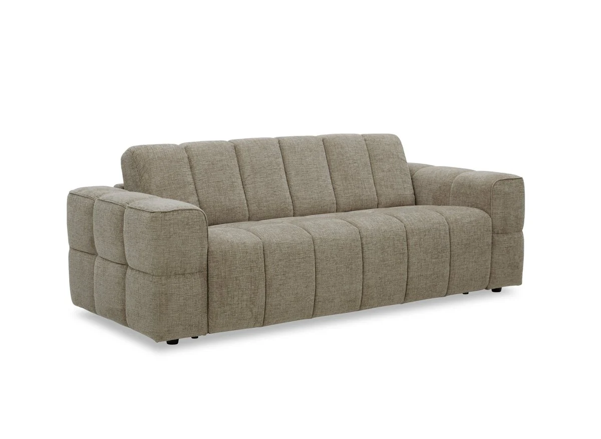 Canapé convertible express 3 places en velours texturé taupe BASILE - Image 3
