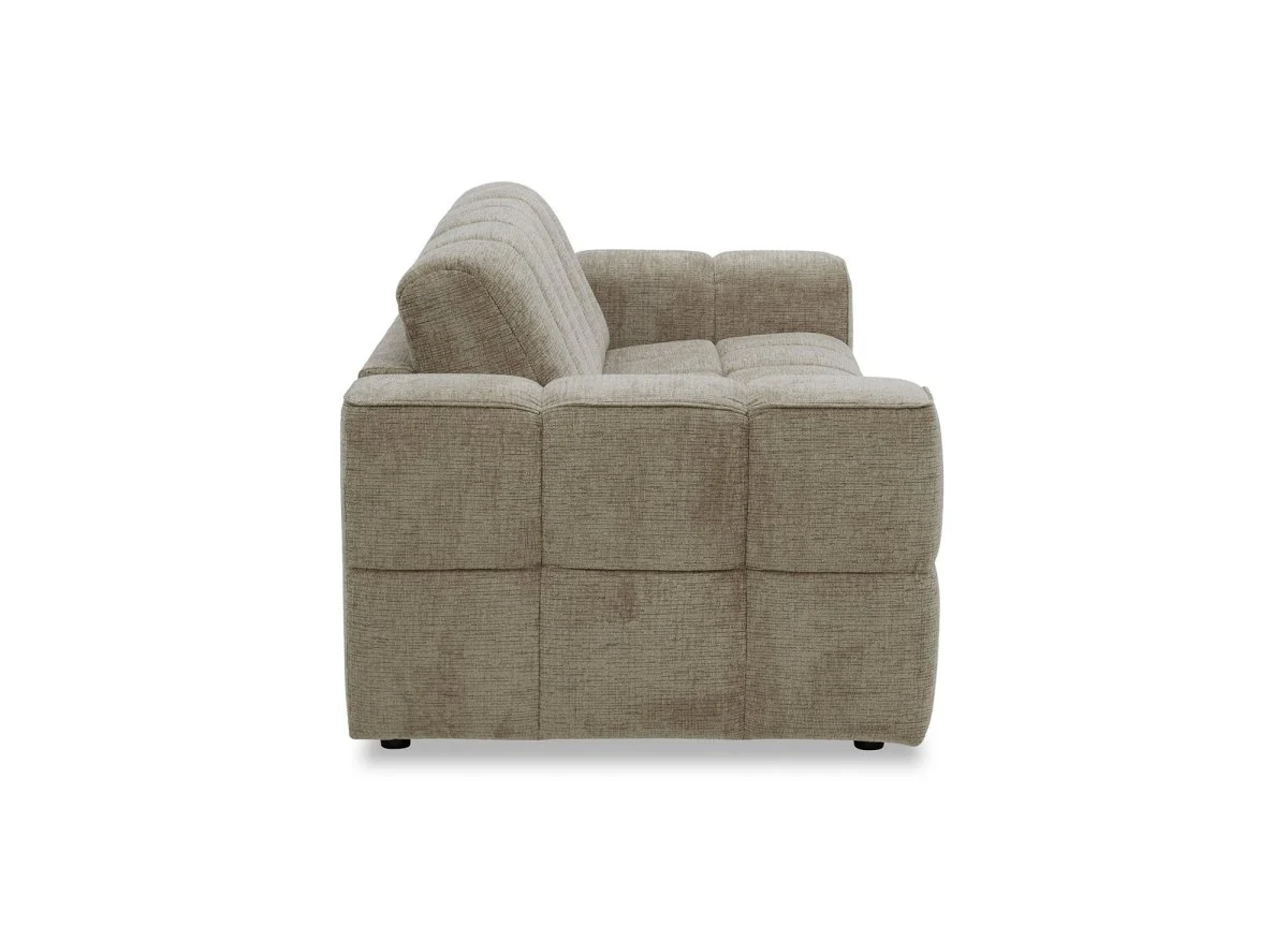 Canapé convertible express 3 places en velours texturé taupe BASILE - Image 7