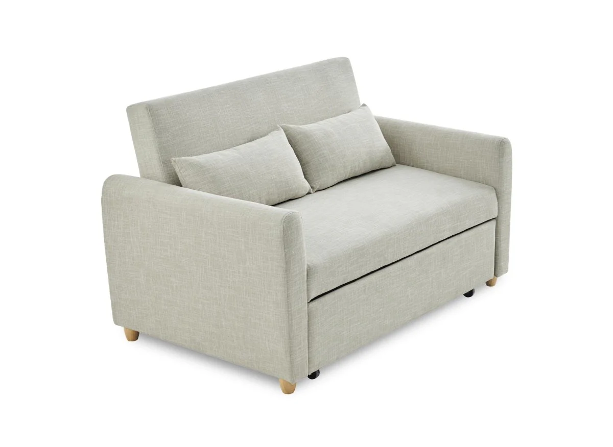 Canapé convertible 3 places en tissu beige KALAYA - Image 3