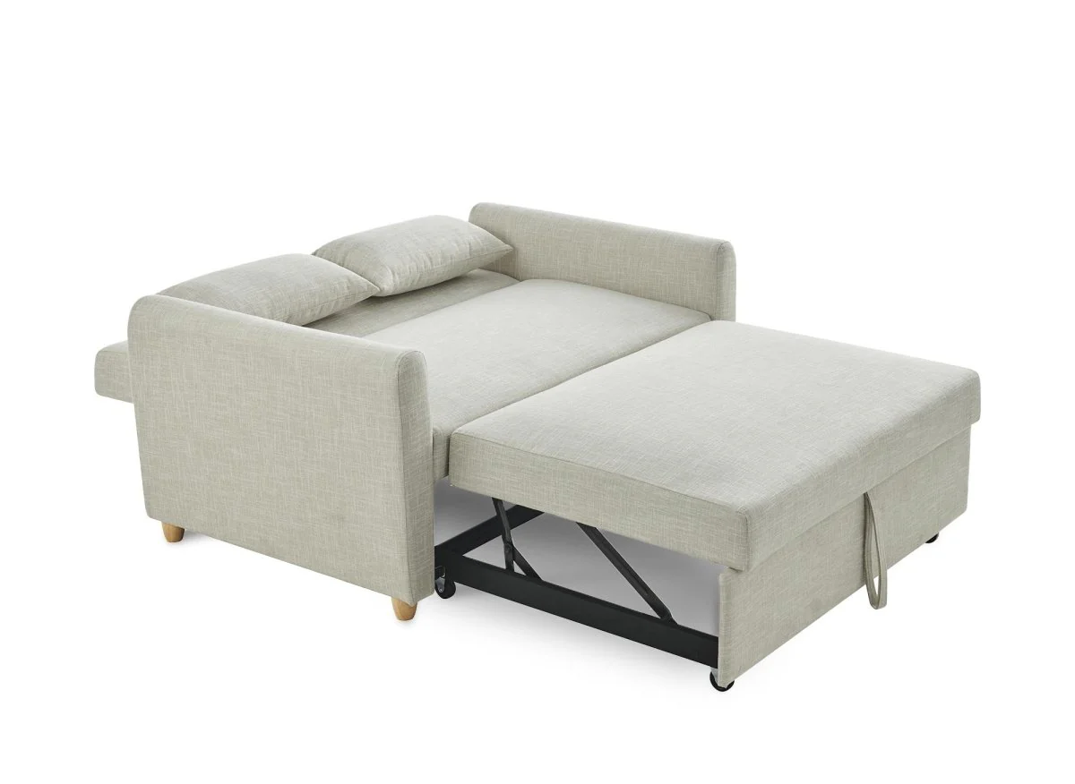 Canapé convertible 3 places en tissu beige KALAYA - Image 4