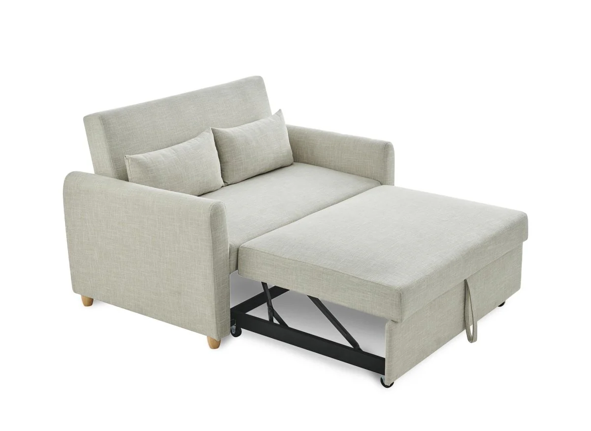 Canapé convertible 3 places en tissu beige KALAYA - Image 5