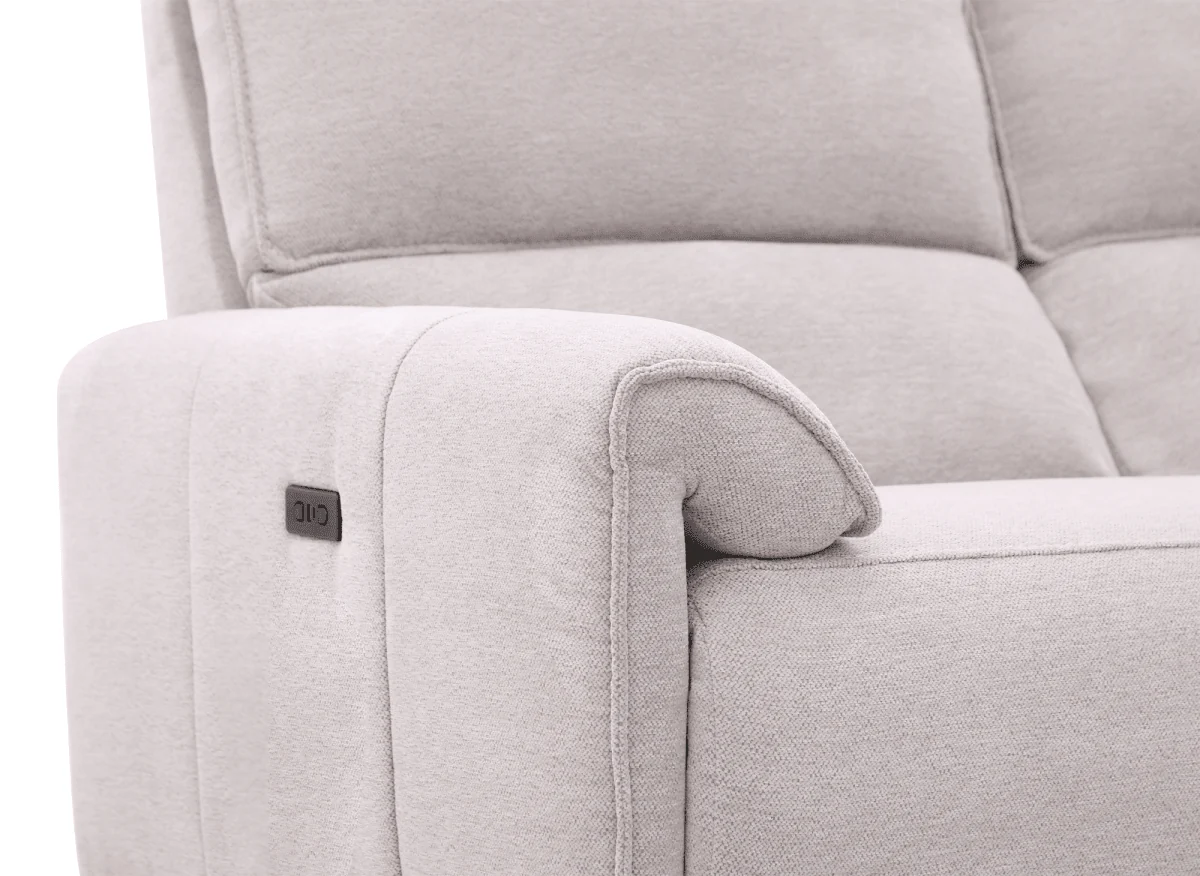 Canapé d’angle relax électrique en tissu beige LUDMILA - Angle droit - Image 12