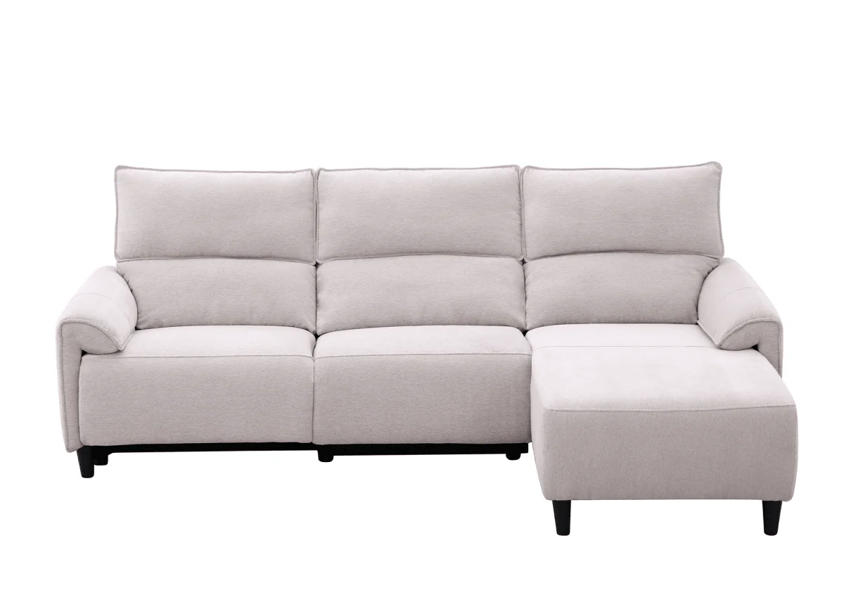 Canapé d’angle relax électrique en tissu beige LUDMILA - Angle droit - Image 6