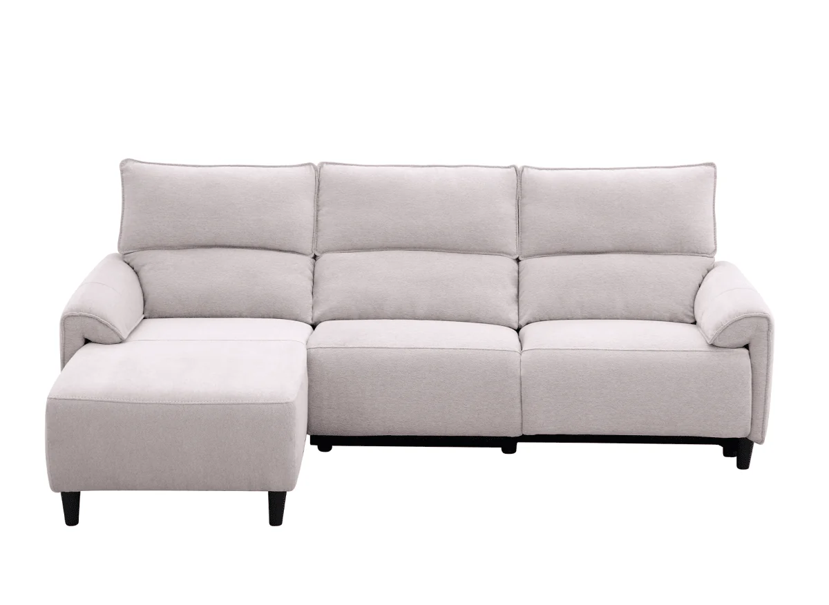 Canapé d’angle relax électrique en tissu beige LUDMILA - Angle gauche - Image 6
