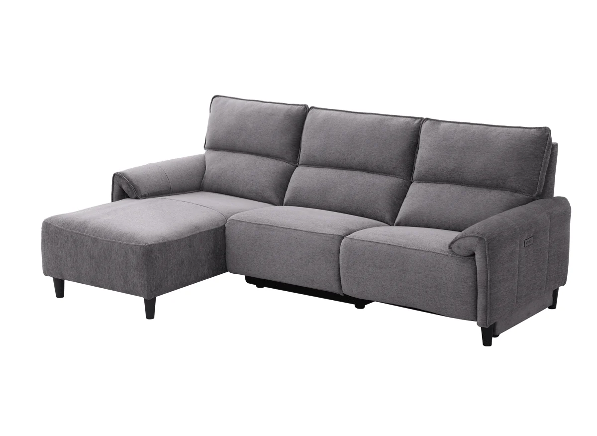 Canapé d’angle relax électrique en tissu gris foncé LUDMILA - Angle gauche - Image 3