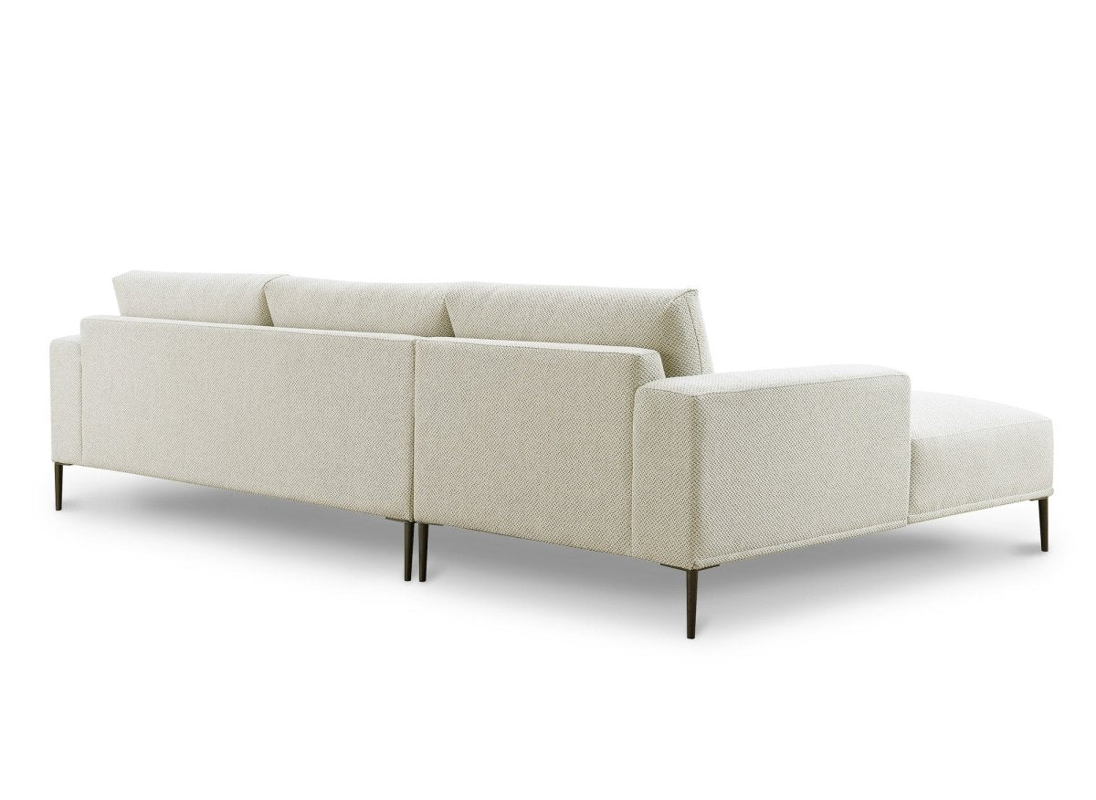 Canapé d'angle fixe avec méridienne en tissu beige ARNOLD - Angle Gauche - Image 4