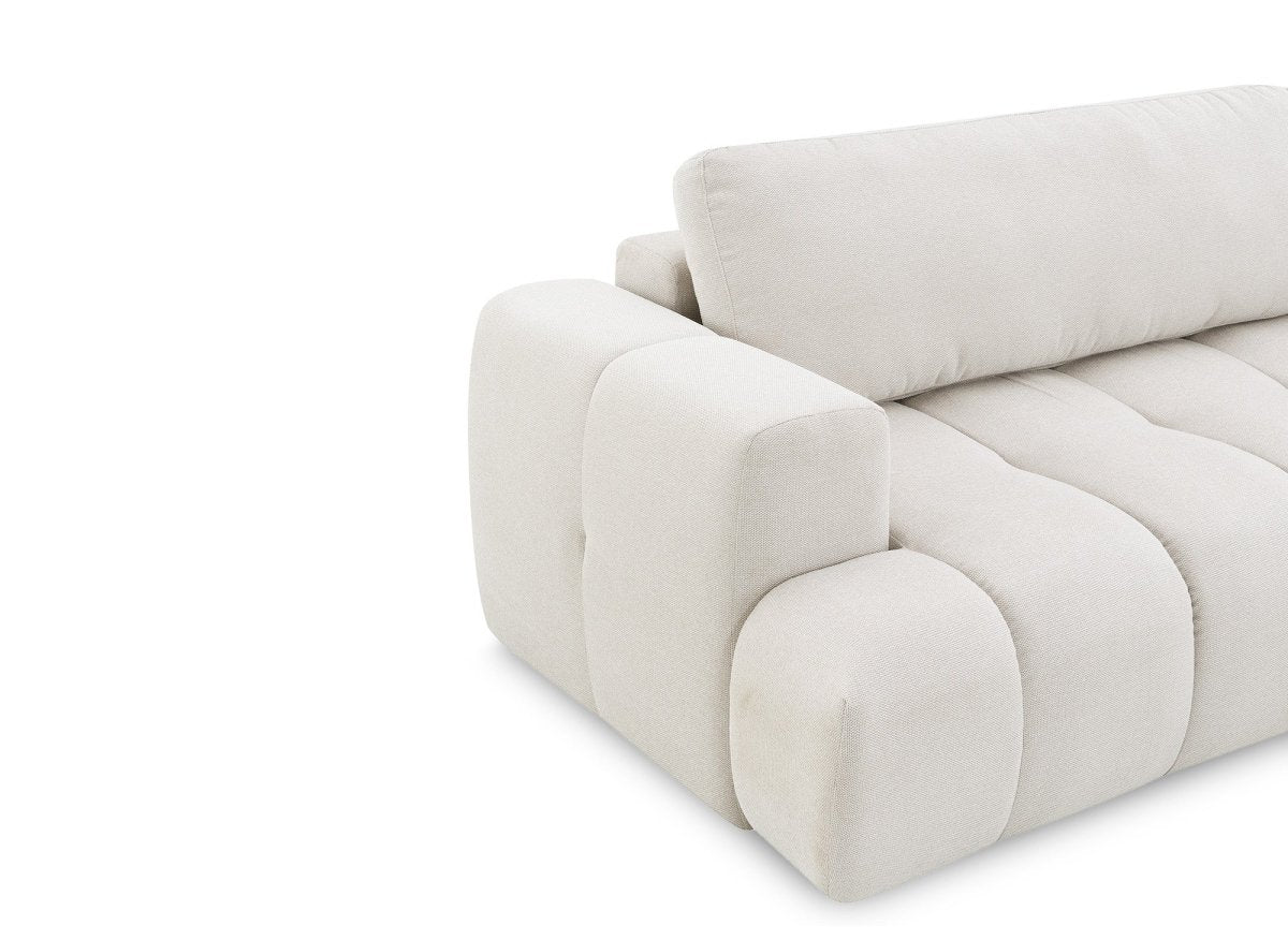 Canapé d'angle convertible avec coffre en tissu beige HAVEN - Angle droit - Image 10