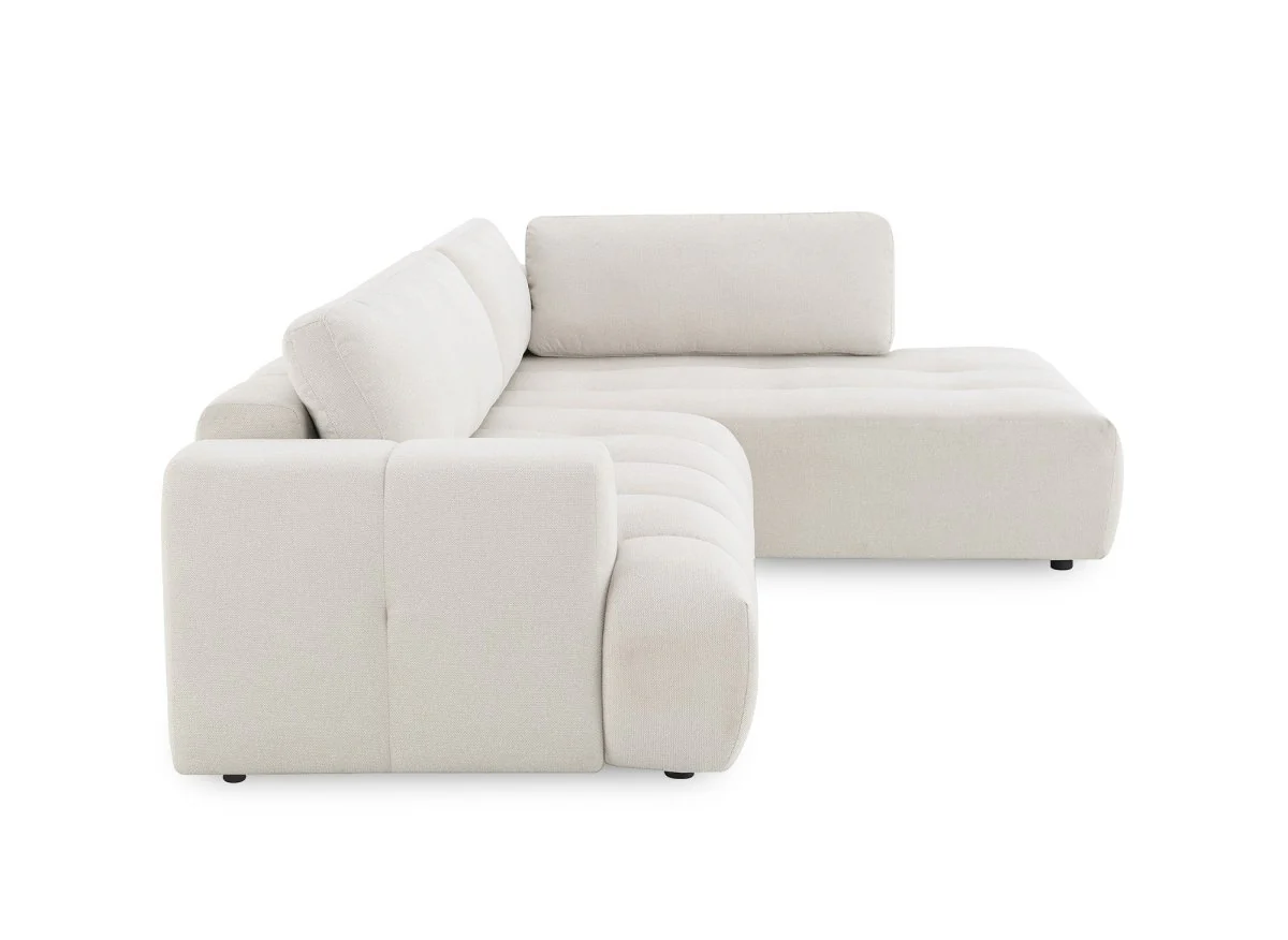 Canapé d'angle convertible avec coffre en tissu beige HAVEN - Angle droit - Image 6