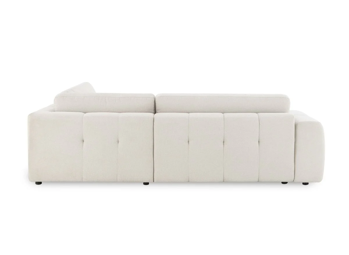 Canapé d'angle convertible avec coffre en tissu beige HAVEN - Angle droit - Image 8