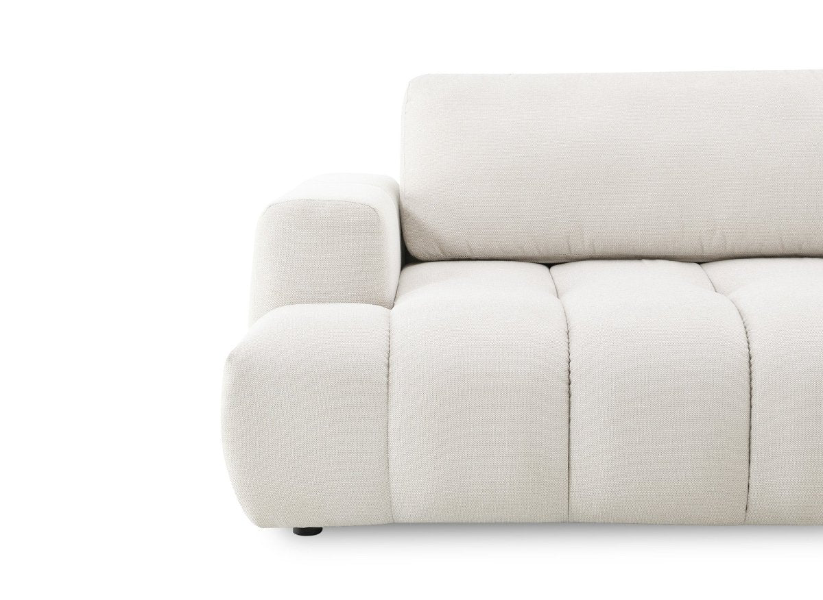 Canapé d'angle convertible avec coffre en tissu beige HAVEN - Angle droit - Image 9