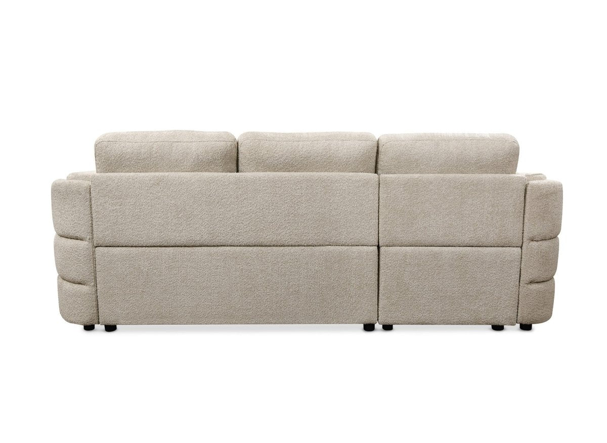 Canapé d'angle convertible avec coffre en tissu bouclette beige CALANDRA - Angle gauche - Image 8