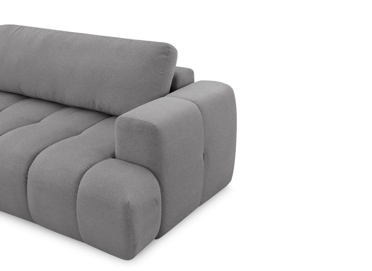 Canapé d'angle convertible avec coffre en tissu gris HAVEN - Angle gauche - Image 10